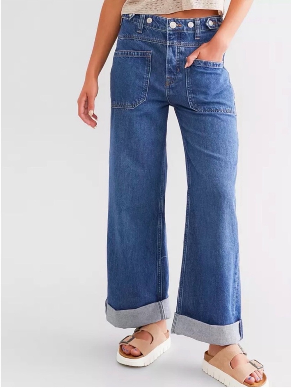 Free People We The Free Palmer Cuffed Jeans. NWT. Tunnel vision